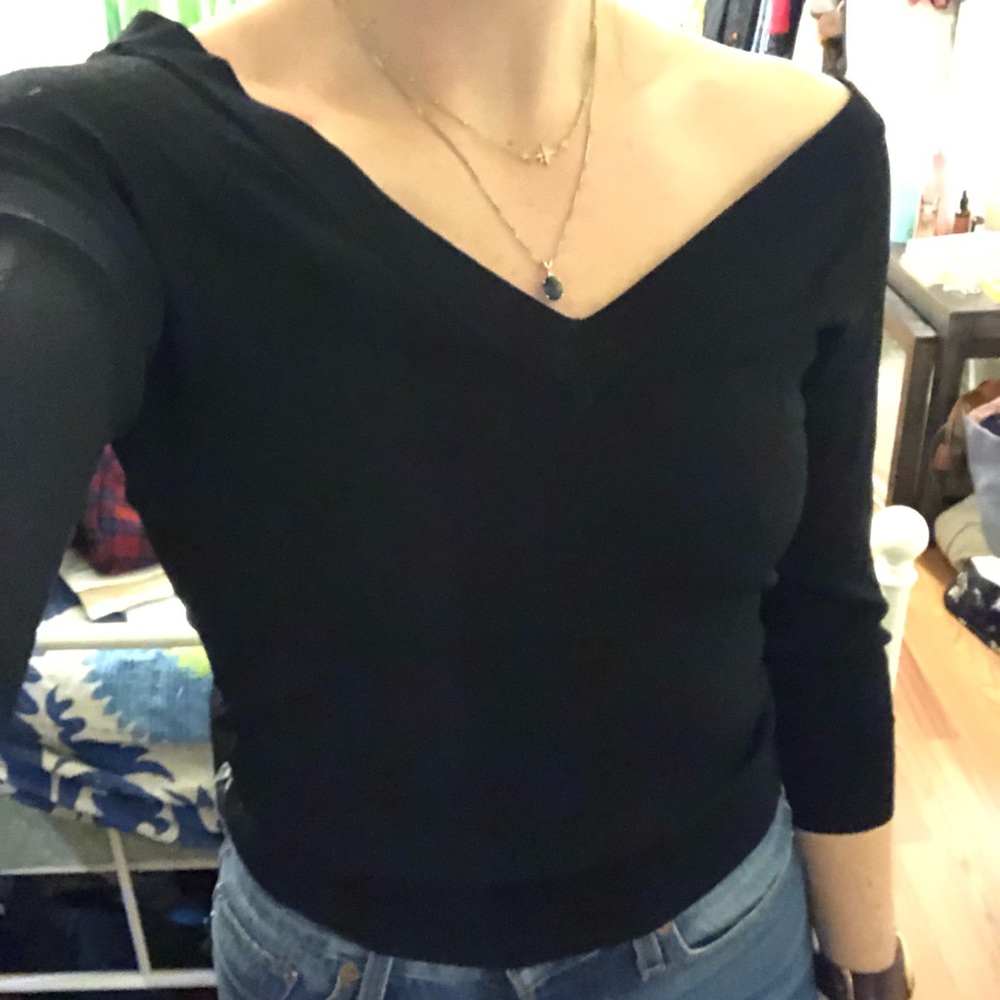 Black off the shoulder 90s sweater